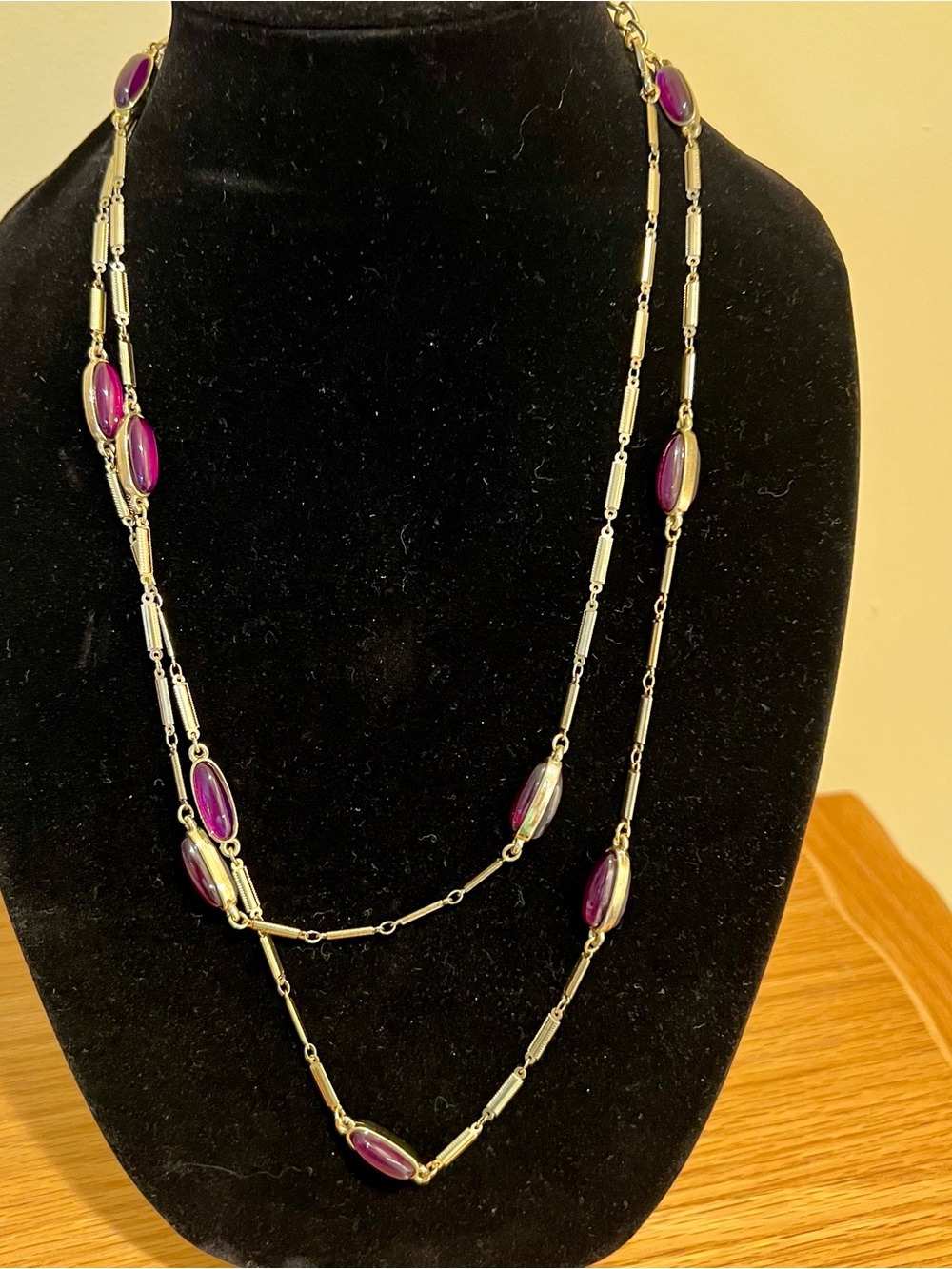Coldwater Creek Long Purple Bead Layered Necklace